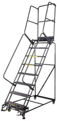 Ballymore - 153" 12 Step Ladder - Rolling Safety Ladder, 450 Lb Capacity, 120" Platform Height, 40" Base Width x 87" Base Depth, Perforated Tread - Industrial Tool & Supply