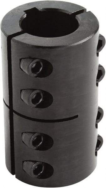 Climax Metal Products - 1-3/8" Inside x 2-1/2" Outside Diam, Two Piece Rigid Coupling with Keyway - 3-5/8" Long x 5/16" Keyway Width x 5/32" Keyway Depth - Industrial Tool & Supply