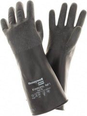 North - Size XL (10), 14" Long, 14 mil Thick, Butyl Chemical Resistant Gloves - Rough Finish, Rolled Cuff, Black, FDA Approved - Industrial Tool & Supply