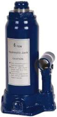 Value Collection - 6 Ton Capacity Side Pump Bottle Jack - 8-1/2" to 16-5/8" High, 5-1/4" Piston Stroke, 2-7/8" Screw Length, 13/16" Screw Diam, 1.3" Plunger Diam, 4-3/8" Long x 4" Wide Base - Industrial Tool & Supply