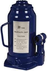 Value Collection - 20 Ton Capacity Side Pump Bottle Jack - 9-1/2" to 18-5/8" High, 6" Piston Stroke, 3-1/8" Screw Length, 1-1/2" Screw Diam, 2.2" Plunger Diam, 6-1/4" Long x 5-7/8" Wide Base - Industrial Tool & Supply