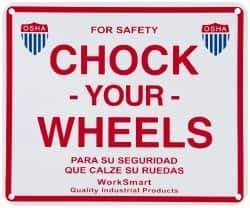 Value Collection - "Chock Your Wheels", Aluminum Safety Sign - Use for Accident Prevention - Industrial Tool & Supply