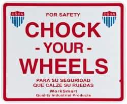 Value Collection - "Chock Your Wheels", Aluminum Safety Sign - Use for Accident Prevention - Industrial Tool & Supply
