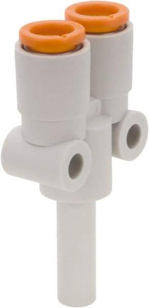 SMC PNEUMATICS - 5/32" OD, Brass/Polybutylene Push-to-Connect Plug-In Y - 145 Max psi, 5/32" Stem Diam - Industrial Tool & Supply