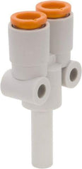 SMC PNEUMATICS - 1/8" OD, Brass/Polybutylene Push-to-Connect Plug-In Y - 145 Max psi, 1/8" Stem Diam - Industrial Tool & Supply