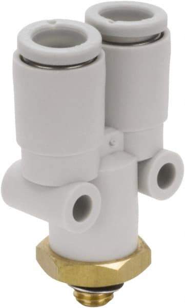 SMC PNEUMATICS - 4mm Outside Diam, M5 x 0.8 Metric, Brass/Polybutylene Push-to-Connect Tube Male Y Connector - 145 Max psi - Industrial Tool & Supply