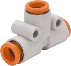 SMC PNEUMATICS - 3/8" OD, Brass/Polybutylene Push-to-Connect Union Tee - 145 Max psi - Industrial Tool & Supply