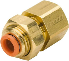 SMC PNEUMATICS - 3/8" OD, 3/8 NPT, Brass/Polybutylene Push-to-Connect Female Bulkhead - 145 Max psi - Industrial Tool & Supply