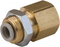 SMC PNEUMATICS - 8mm OD, 1/8 BSPT, Brass/Polybutylene Push-to-Connect Female Bulkhead - 145 Max psi - Industrial Tool & Supply