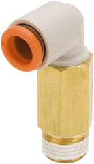 SMC PNEUMATICS - 3/8" Outside Diam, 3/8 NPT, Brass/Polybutylene Push-to-Connect Tube Extended Male Elbow - 145 Max psi - Industrial Tool & Supply
