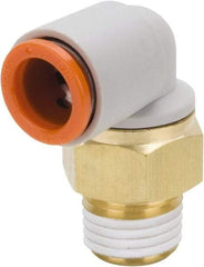 SMC PNEUMATICS - 3/8" Outside Diam, 1/2 NPT, Brass/Polybutylene Push-to-Connect Tube Male Elbow - 145 Max psi - Industrial Tool & Supply