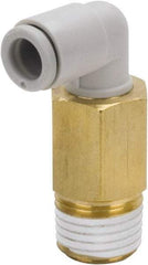SMC PNEUMATICS - 8mm Outside Diam, 3/8 BSPT, Brass/Polybutylene Push-to-Connect Tube Extended Male Elbow - 145 Max psi - Industrial Tool & Supply
