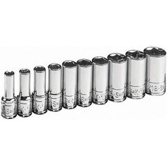 SK - 1/4" Drive Semi-Deep Socket Set - 3/16 to 9/16", Inch Measurement Standard - Industrial Tool & Supply