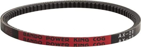Bando - Section AX, 1/2" Wide, 66" Outside Length, V-Belt - Rubber Compound, Black, Classic Cogged, No. AX64 - Industrial Tool & Supply