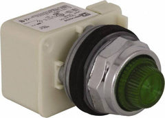 Schneider Electric - 120 V Green Lens Incandescent Pilot Light - Round Lens, Screw Clamp Connector - Industrial Tool & Supply