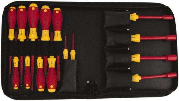 Wiha - 15 Piece 1/4 to 1/2" Insulated Nutdriver Set - Cushion Grip Handle - Industrial Tool & Supply