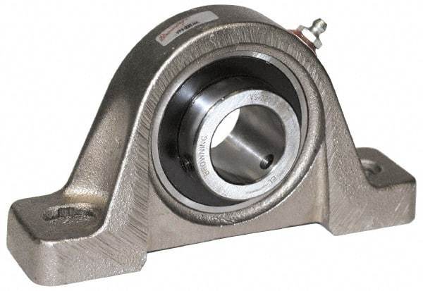 Browning - 1-3/16" ID, 6-3/16" OAL x 3-9/32" OAH Pillow Block - 2,567 Lb Static Cap, 4,381 Lb Dyn Cap, 4-5/8" Btw Mnt Hole Ctrs, 1-11/16" Base-to-Ctr Ht, Cast Iron - Industrial Tool & Supply