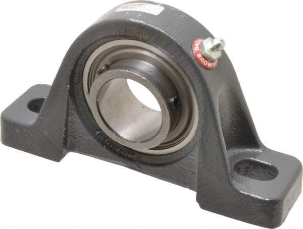 Browning - 1-7/16" ID, 6-3/4" OAL x 3-11/16" OAH Pillow Block - 3,493 Lb Static Cap, 5,782 Lb Dyn Cap, 5" Btw Mnt Hole Ctrs, 1-7/8" Base-to-Ctr Ht, Cast Iron - Industrial Tool & Supply