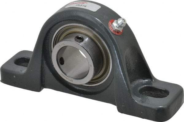 Browning - 1" ID, 5-1/2" OAL x 2-11/16" OAH Pillow Block - 1,651 Lb Static Cap, 2,801 Lb Dyn Cap, 4-1/8" Btw Mnt Hole Ctrs, 1-5/16" Base-to-Ctr Ht, Cast Iron - Industrial Tool & Supply