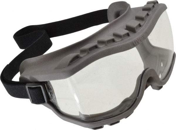 Uvex - Size Universal, Clear Polycarbonate Anti-Fog & Scratch Resistant Lens, Safety Goggles - Direct Vent, Gray TPE (Thermopoly Elastomer) Frame, Over the Glass Style - Industrial Tool & Supply