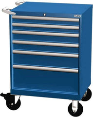 LISTA - 6 Drawer 165 Lb Capacity Steel Tool Roller Cabinet - 28-1/4" Wide x 41-1/2" High x 21-1/2" Deep, Roller Bearing Drawer Slides, Blue - Industrial Tool & Supply