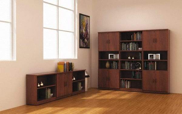 ALERA - 6 Shelf, 80-3/8" High x 31-3/4" Wide Bookcase - 14" Deep, Woodgrain Laminate, Medium Cherry - Industrial Tool & Supply