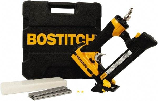 Stanley Bostitch - 1/2" Crown, 20 Gauge, 100 Staple Capacity Power Stapler - 1/4" Inlet, 70 to 120 psi Air Pressure, Includes Carrying Case - Industrial Tool & Supply