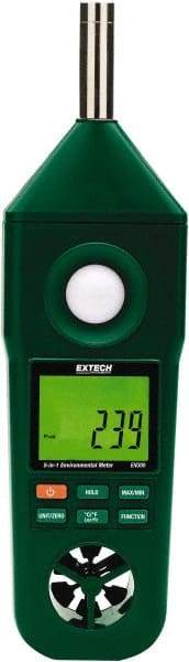 Extech - -148 to 2,372°F, 10 to 95% Humidity Range, Thermo-Hygrometer, Anemometer and Light-Sound Meter - 4% Relative Humidity Accuracy - Industrial Tool & Supply