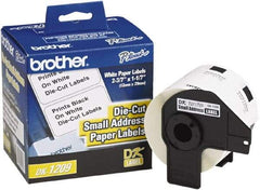 Brother - 1.1" Wide x 2-3/16" Long, White Paper Shipping Label - For PC Label Printers - Industrial Tool & Supply