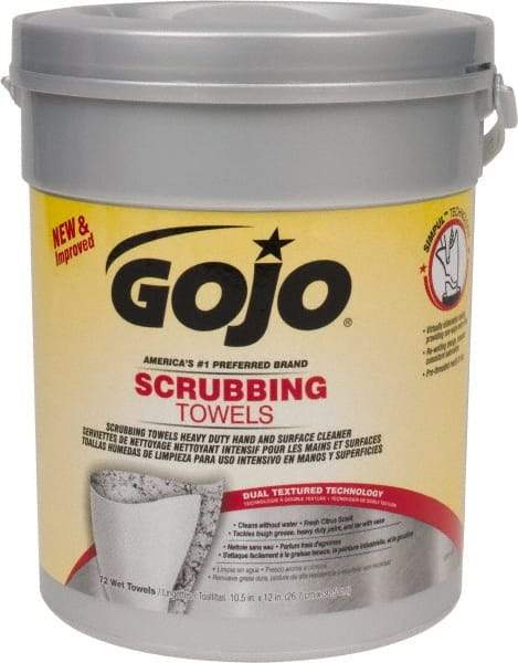 GOJO - Pre-Moistened Hand Cleaning Wipes - Canister, 12-1/4" x 10-1/2" Sheet Size, Red - Industrial Tool & Supply