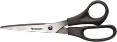 Westcott - 3-19/64" LOC, 8" OAL Stainless Steel Standard Standard - Plastic Straight Handle, For General Purpose Use - Industrial Tool & Supply