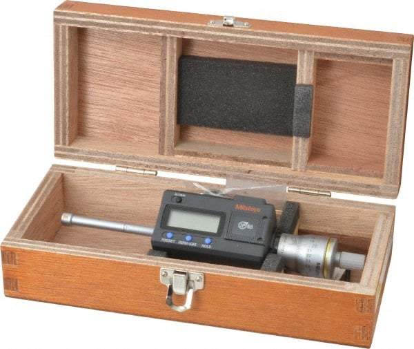 Mitutoyo - 0.35" to 0.425", IP65, TiN Finish, Electronic Inside Micrometer - 0.00005" Resolution, 0.0001" Accuracy - Industrial Tool & Supply