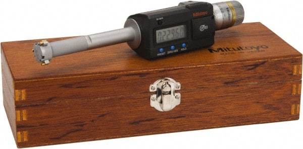Mitutoyo - 0.65" to 0.8", IP65, TiN Finish, Electronic Inside Micrometer - 0.00005" Resolution, 0.0001" Accuracy - Industrial Tool & Supply