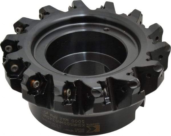 Kennametal - 5" Cut Diam, 1" Arbor Hole, 4.51mm Max Depth of Cut, 45° Indexable Chamfer & Angle Face Mill - 14 Inserts, HNGJ 535-GD Insert, Right Hand Cut, 14 Flutes, Through Coolant, Series KSHR - Industrial Tool & Supply