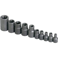 SK - 1/4" Drive Standard Socket Set - E4 to E18 Torx, Torx Measurement Standard - Industrial Tool & Supply