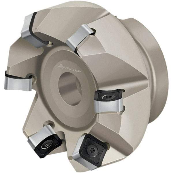 Walter - 80mm Cut Diam, 27mm Arbor Hole, 9mm Max Depth of Cut, Indexable Chamfer & Angle Face Mill - 6 Inserts, SN . X 1606 . . Insert, Right Hand Cut, 6 Flutes, Through Coolant, Series Xtra-tec - Industrial Tool & Supply