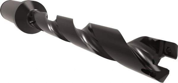 Allied Machine and Engineering - Series 11, 11 to 12mm Diam, 5/8" Diam Straight Shank with Flange, Helical Flute Spade Drill - 3-19/64" Max Depth, 4-11/32" Body Length, 6-7/32" OAL, Standard Length, Through Coolant - Industrial Tool & Supply