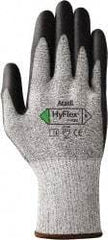 Ansell - Size 2XL (11), ANSI Cut Lvl 3, Puncture Lvl 4, Abrasion Lvl 4, Polyurethane Coated Dyneema/Fiber with Nylon/ Lycra/Glass Cut Resistant Gloves - 10" Long, Palm Coated, Knit Wrist, Black/Gray, Paired - Industrial Tool & Supply