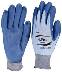 Ansell - Size L (9), ANSI Cut Lvl 2, Puncture Lvl 2, Abrasion Lvl 3, Polyurethane Coated Dyneema Diamond HPPE liner Cut Resistant Gloves - 12" Long, Palm Coated, Dyneema/Nylon & Spandex Lining, Knit Wrist, Blue, Paired - Industrial Tool & Supply
