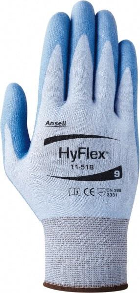 Ansell - Size XL (10), ANSI Cut Lvl 2, Puncture Lvl 2, Abrasion Lvl 3, Polyurethane Coated Dyneema Diamond HPPE liner Cut Resistant Gloves - 12" Long, Palm Coated, Dyneema/Nylon & Spandex Lining, Knit Wrist, Blue, Paired - Industrial Tool & Supply