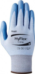 Ansell - Size M (8), ANSI Cut Lvl 2, Puncture Lvl 2, Abrasion Lvl 3, Polyurethane Coated Dyneema Diamond HPPE liner Cut Resistant Gloves - 10" Long, Palm Coated, Dyneema/Nylon & Spandex Lining, Knit Wrist, Blue, Paired - Industrial Tool & Supply