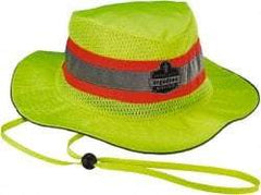 Ergodyne - Personal Evaporative Class Headwear Hi-Vis Ranger Hat with Cooling Towel - 1' Long, Lime, Polyester & PVA - Industrial Tool & Supply