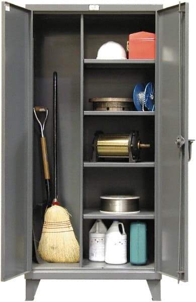 Strong Hold - 4 Shelf Combination Storage Cabinet - Steel, 48" Wide x 24" Deep x 72" High, Dark Gray - Industrial Tool & Supply