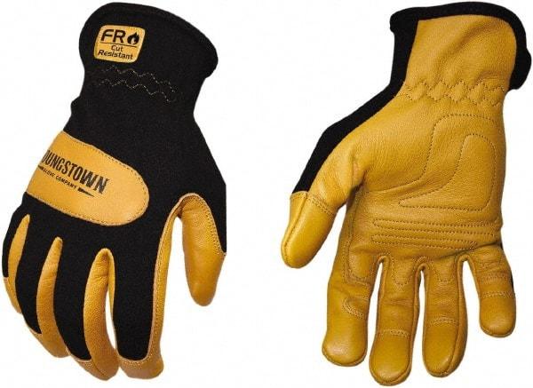 Youngstown - Size M, Leather or Synthetic Leather, Arc Flash & Flame Resistant Gloves - Kevlar Lined, 12 cal/Sq cm Max Arc Protection, HRC 2, ANSI Cut Level 3, NFPA70E & ASTM F2302 - Industrial Tool & Supply