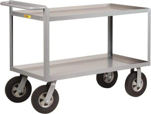 Little Giant - 1,500 Lb Capacity, 30" Wide x 54" Long x 38-1/2" High Shelf Cart - 2 Shelf, Steel, 2 Rigid/2 Swivel Casters - Industrial Tool & Supply