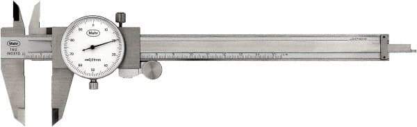 Mahr - 0" to 6" Range, 0.001" Graduation, 0.1" per Revolution, Dial Caliper - Black Face, 40mm Jaw Length - Industrial Tool & Supply