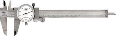 Mahr - 0" to 6" Range, 0.001" Graduation, 0.1" per Revolution, Dial Caliper - Black Face, 40mm Jaw Length - Industrial Tool & Supply