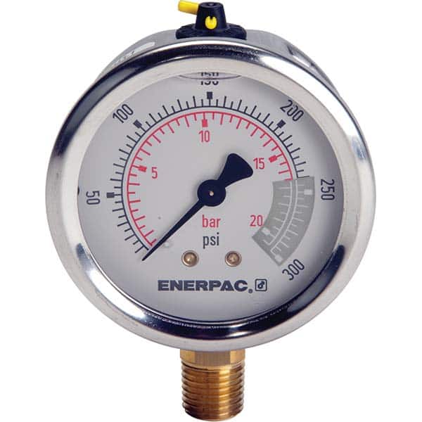 Enerpac - Hydraulic Pressure Gages & Adapters Type: Glycerine Filled Pressure Rating: 300 - Industrial Tool & Supply