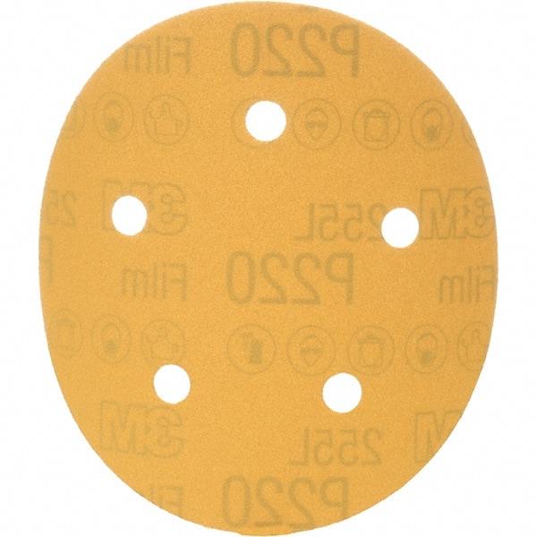 3M - 5" Diam, 220 Grit, Aluminum Oxide Hook & Loop Disc - Extra Fine Grade, Coated, Series 255L - Industrial Tool & Supply