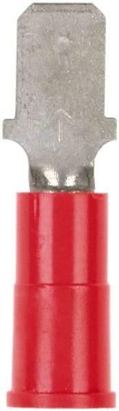 3M - 22 to 18 AWG, Vinyl, Partially Insulated, Male Wire Disconnect - 3/16 Inch Wide Tab, Red - Industrial Tool & Supply